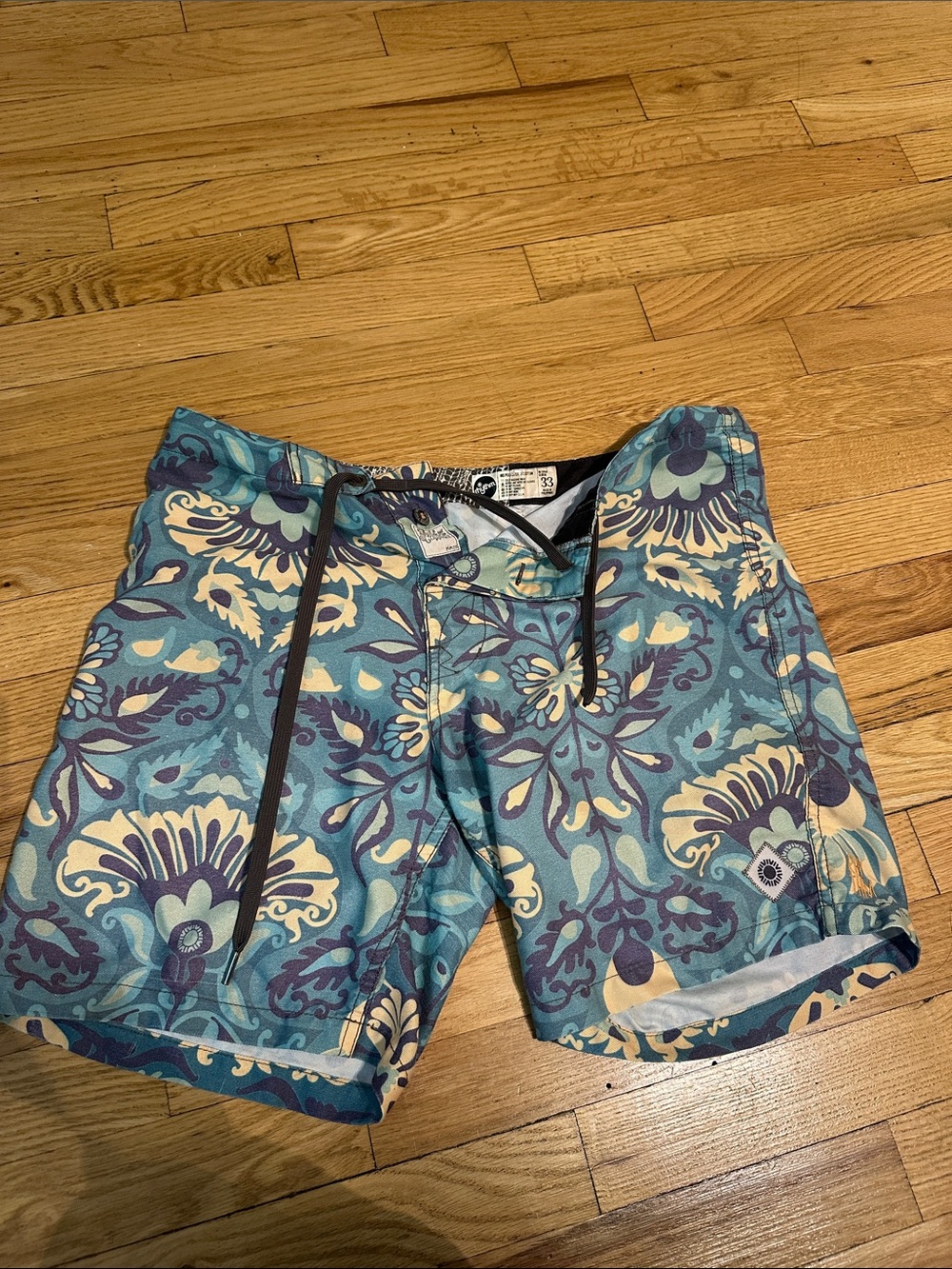 Rhythm Men's Blue Floral Swim Shorts with Drawstring